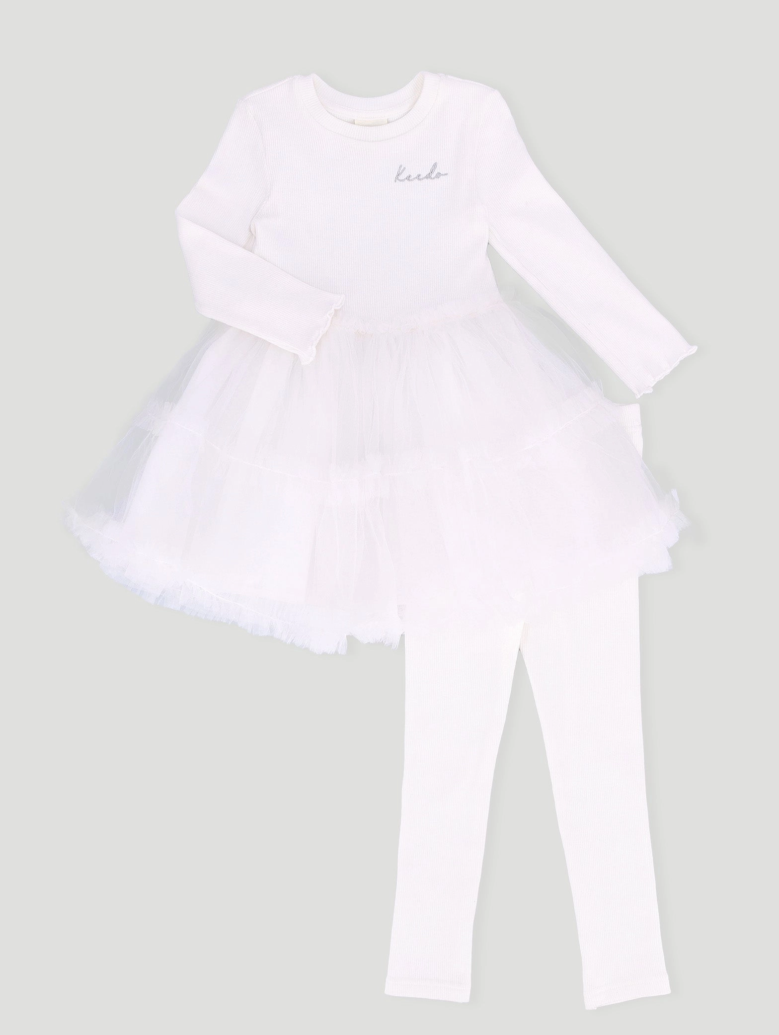 Keedo Girls Premium Cotton Lycra Dress With Tuille Suede - finished fashion Hip - hop fashion
