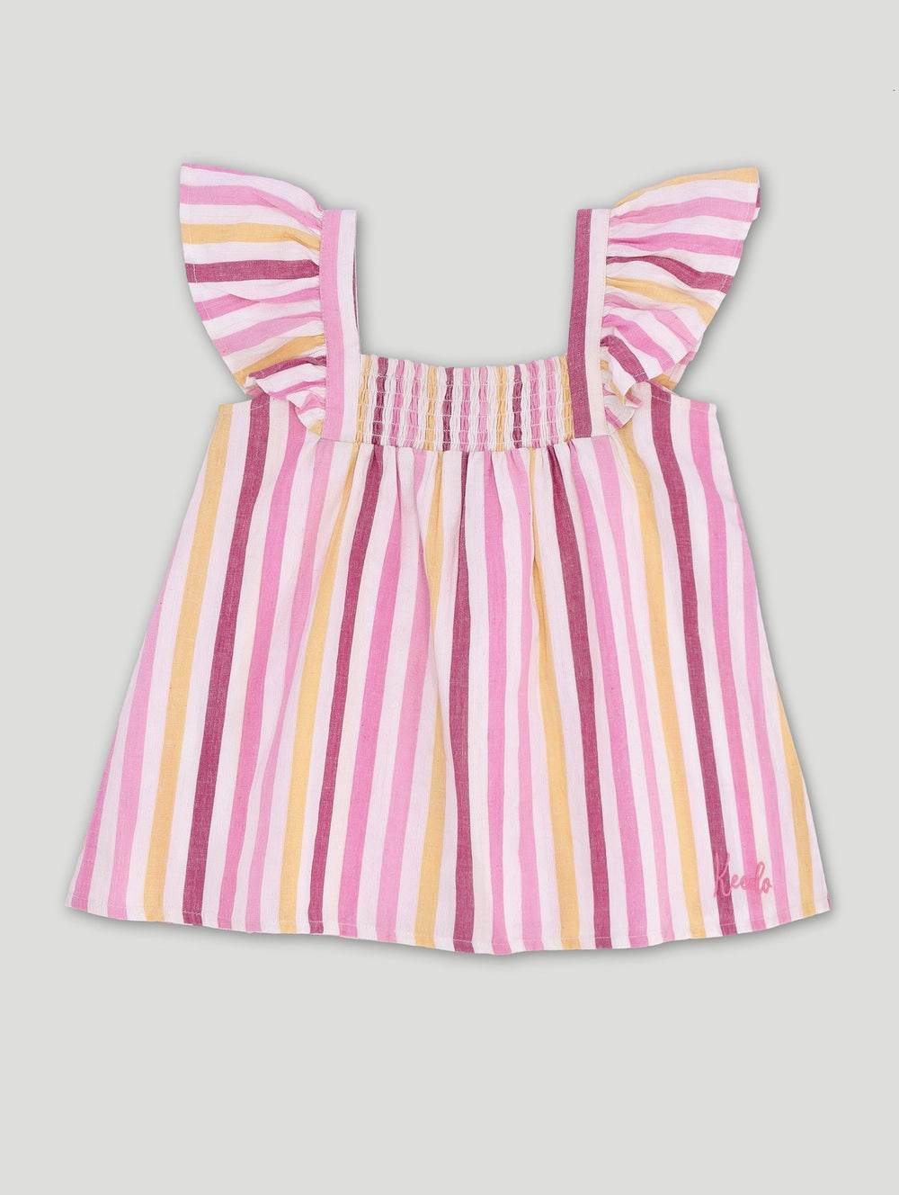 Keedo Girls Stripe Woven Top - Pink