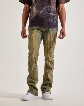 Kilogram Centric Moto Stacked Flare Jeans Runway fashion Sustainable fashion