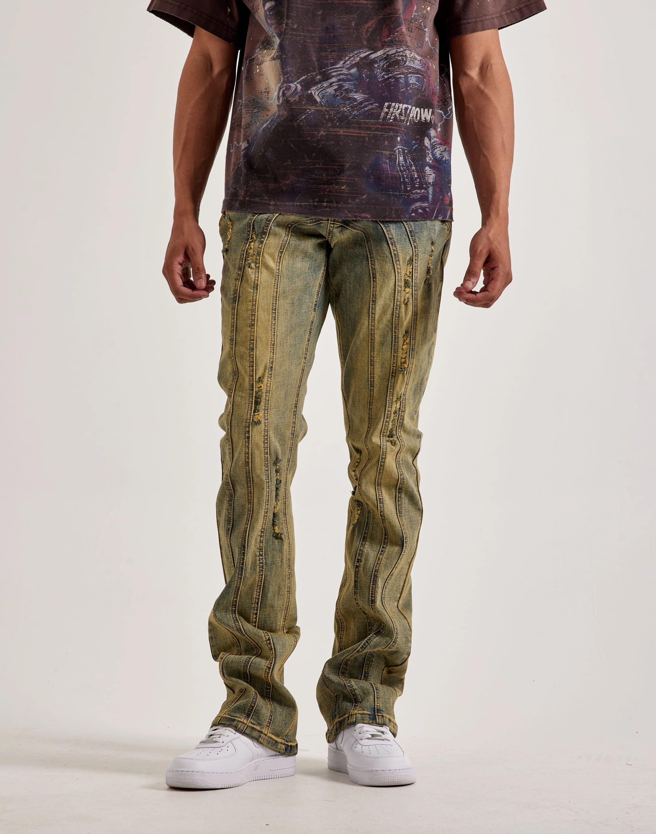 Kilogram Centric Moto Stacked Flare Jeans Wardrobe staples Fashion sizes