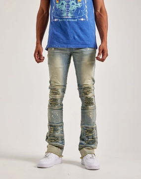 Kilogram Heavy Ripped Stacked Denim Jeans Printed fashion Outerwear options