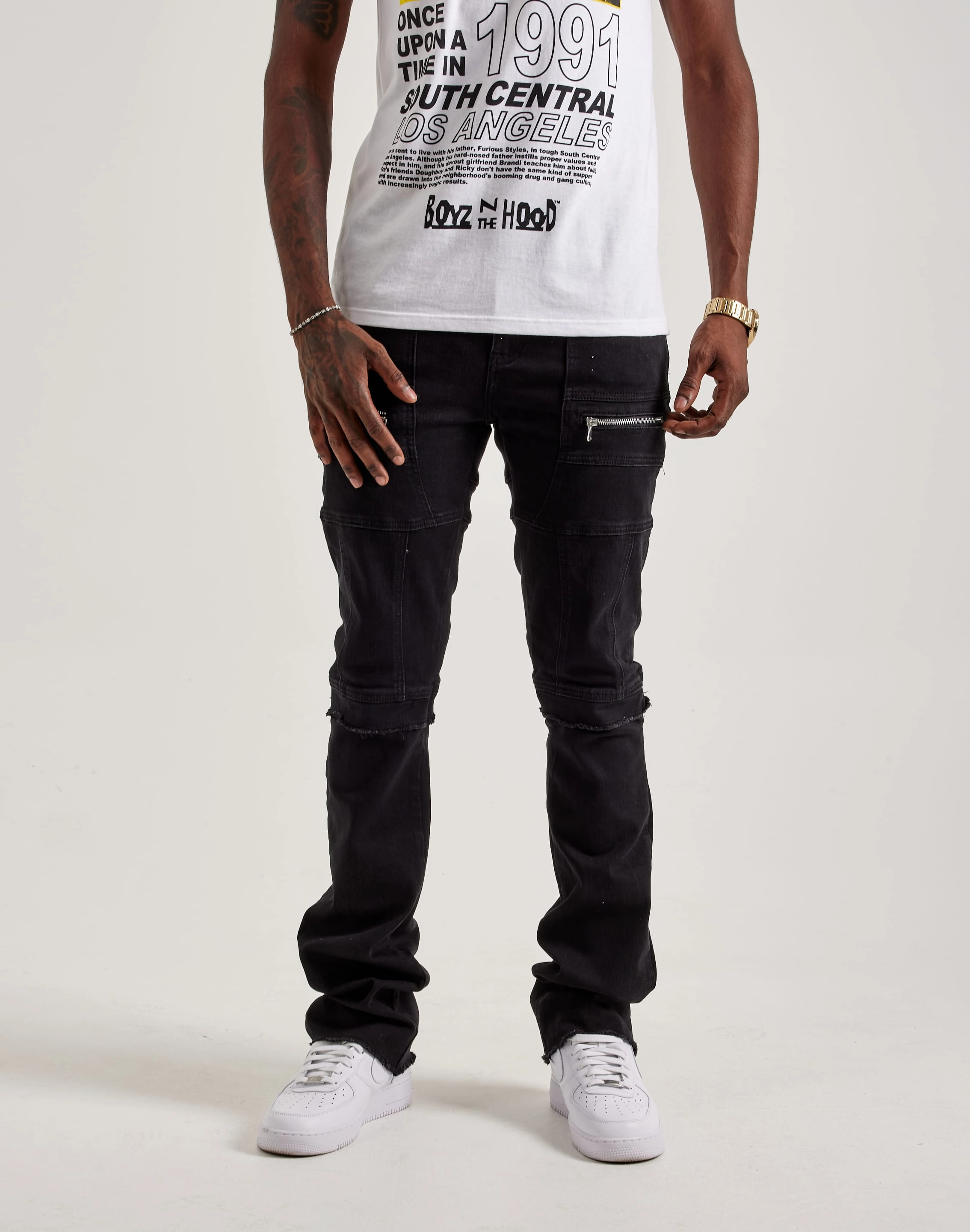 Hip - hop fashion Kilogram Zipper Pocket Moto Jeans Fashion lookbook