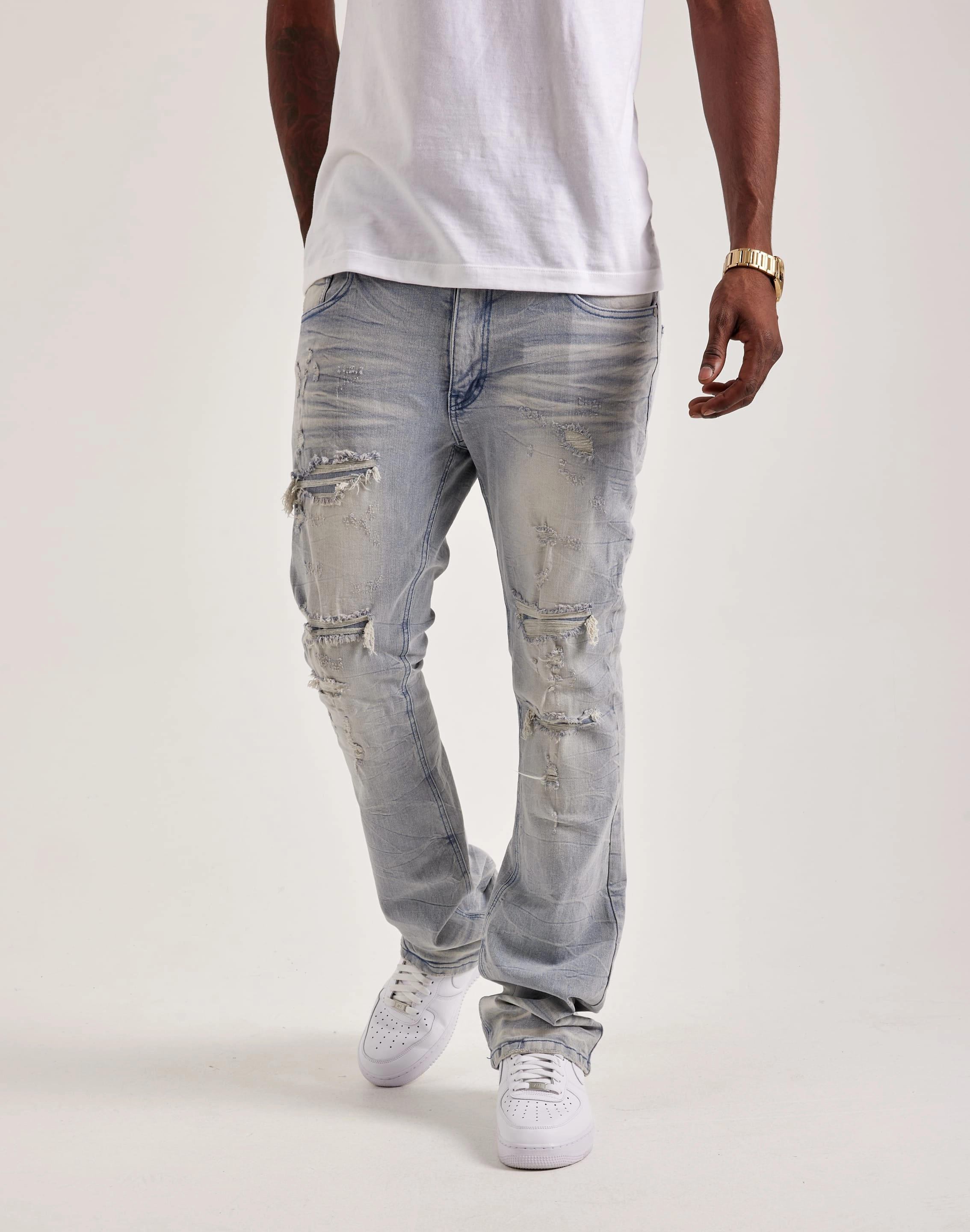 Outerwear options Kloud 9 Stacked Denim Jeans Suede - finished fashion