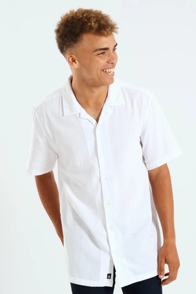 Lace - detailed fashion Basketweave Surf Interest Shirt - White Street fashion