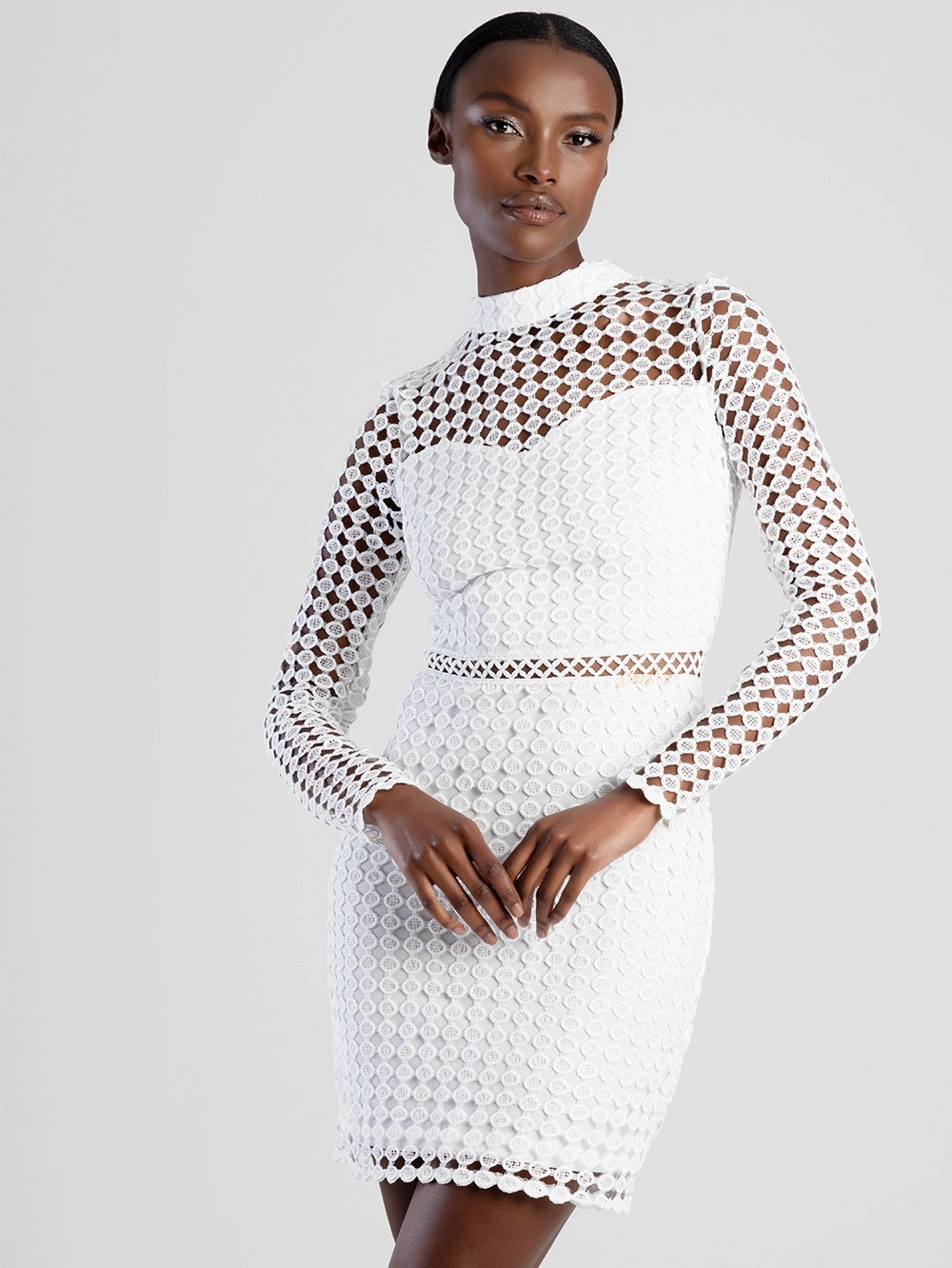 Fashion-forward items Crochet High Neck Dress - White Nautical - themed fashion