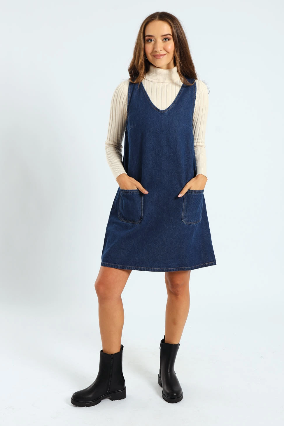 Mini Pinafore Dress - Dark Wash Beachwear items Hip - hop fashion