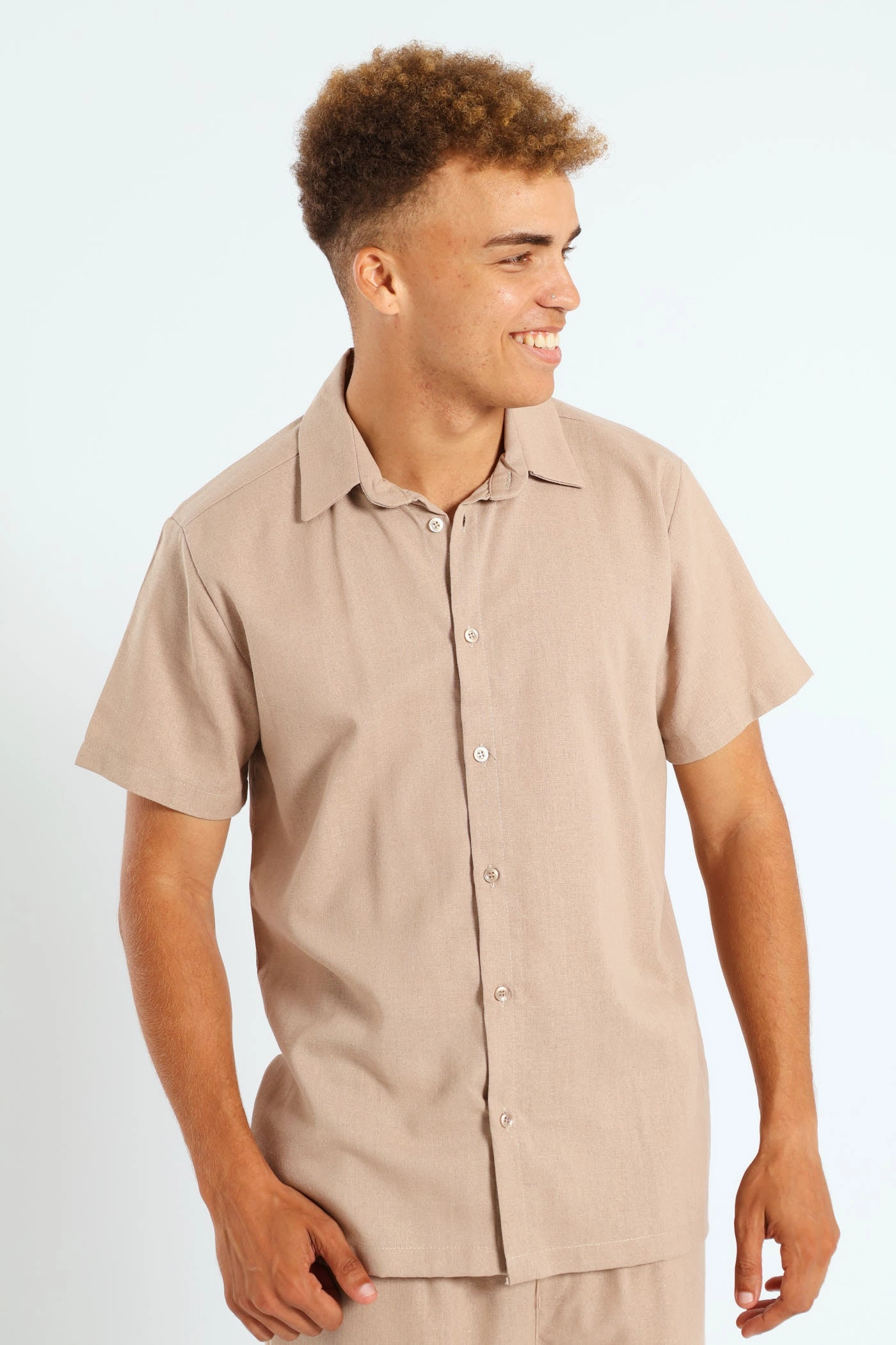 Linen Look Shirt - Stone Linen - crafted fashion New fashion arrivals