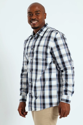 Lingerie and intimates Long Sleeve Check Shirt - White/Navy/Ochre Minimalist fashion