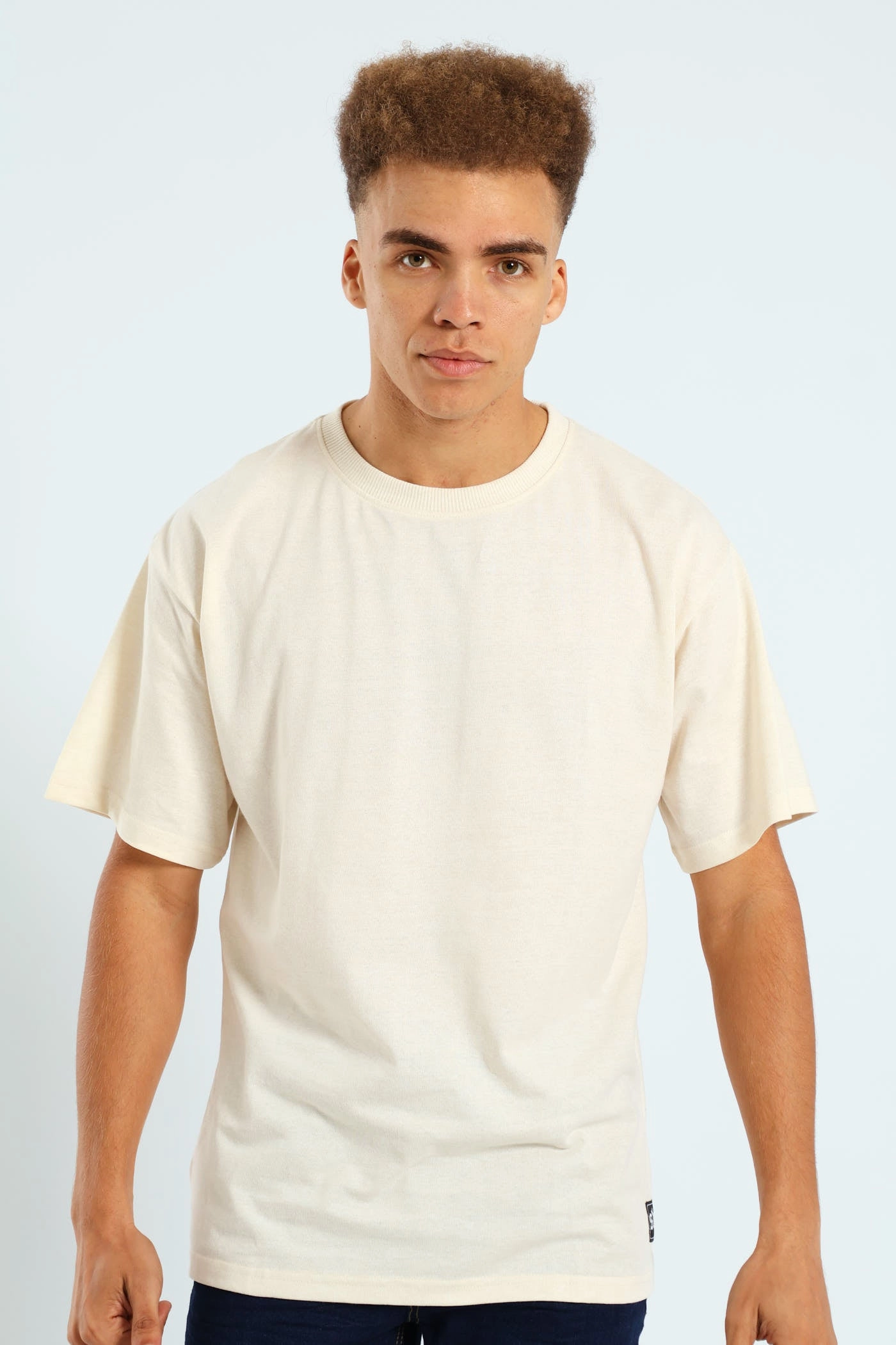 Logo Oversized Label Tee - Cream