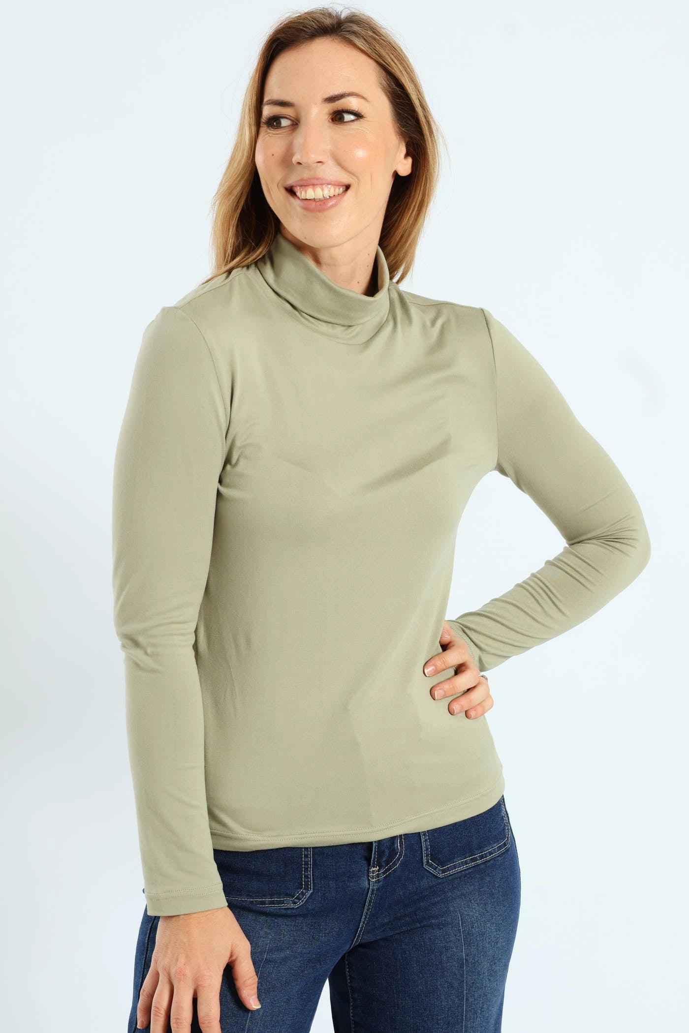 Long Sleeve Basic Poloneck - Pastel Green