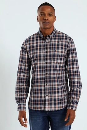 Long Sleeve Check Shirt - Navy Suede - finished fashion Fashion trends