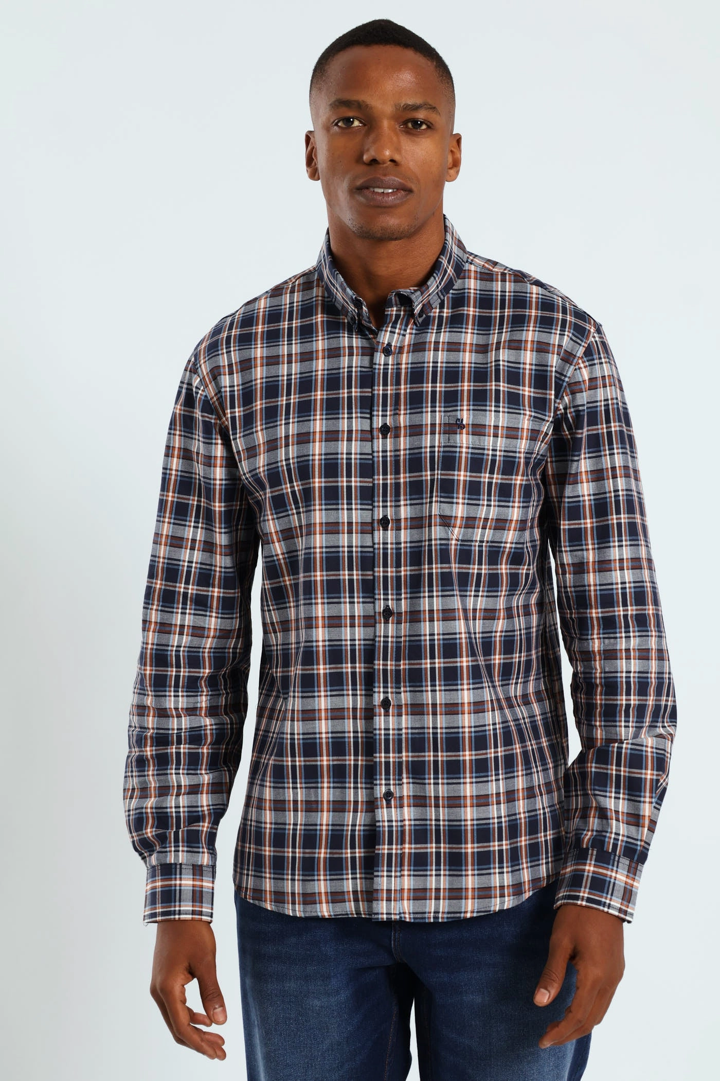 Denim - based fashion Long Sleeve Check Shirt - Navy Swimwear selections