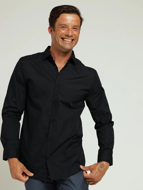 Long Sleeve Easy Care Shirt - Black Fashion labels Retro fashion finds