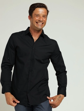 Long Sleeve Easy Care Shirt - Black Fashion labels Retro fashion finds