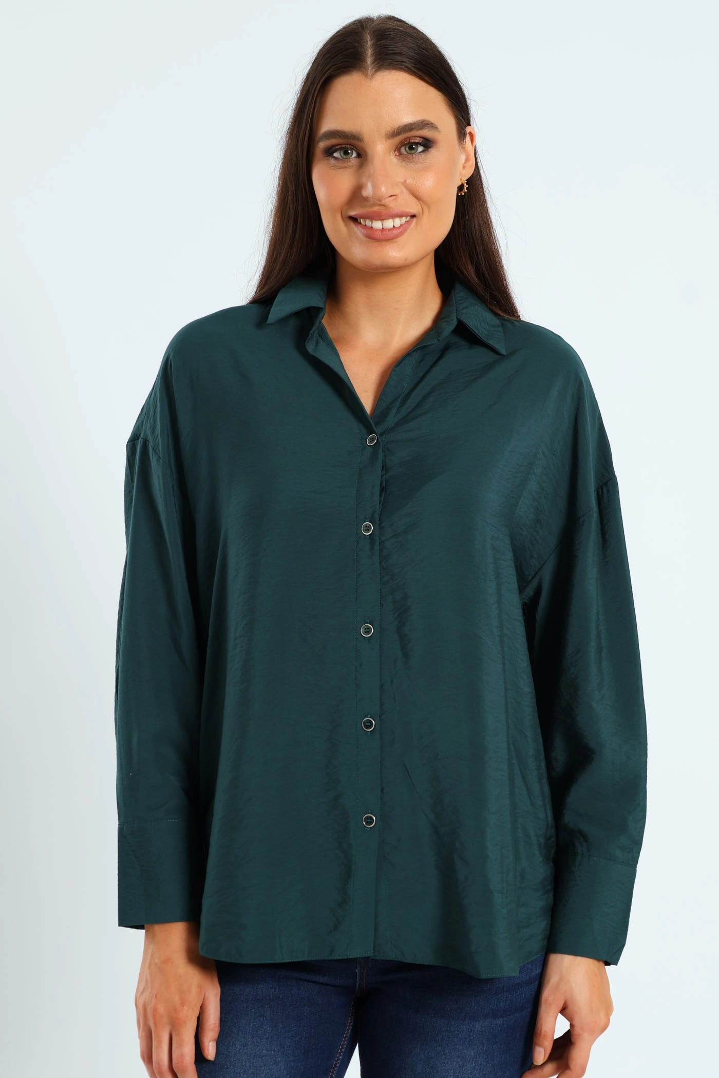 Long Sleeve Peach Finish Relaxed Shirt - Forest Green Patterned fashion (floral, stripes, etc.) Hip - hop fashion