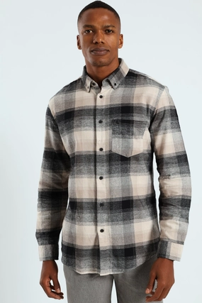 Long Sleeve Plaid Shirt - Stone Free shipping offers Clothing assortments