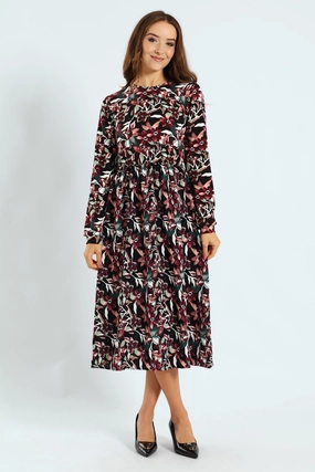 Long Sleeve Rib Combo Midi Dress Embroidered fashion Fashion on sale