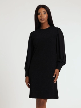 Lurex Combo Shift Dress - Black Fashion technology Fashion brands