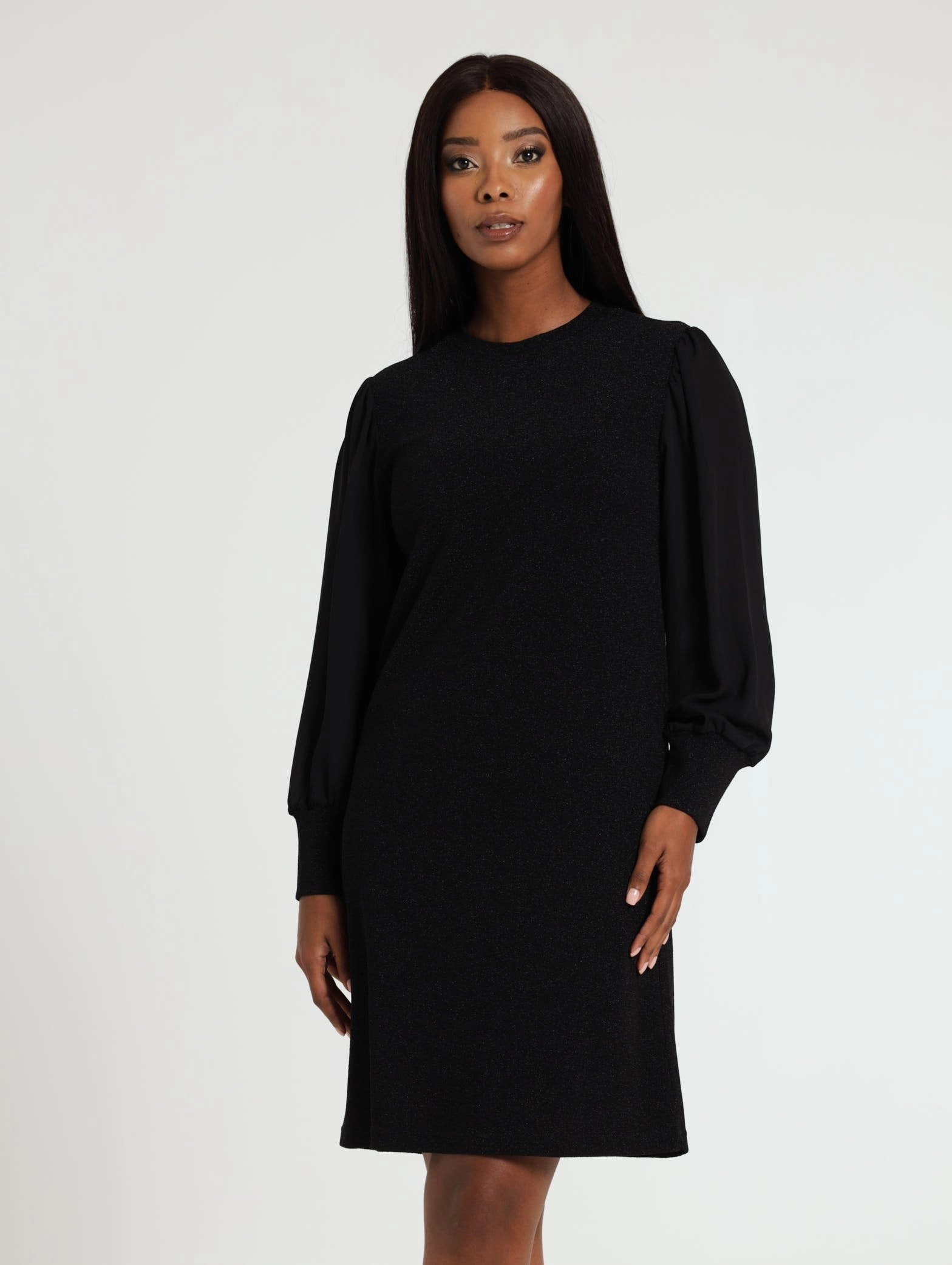 Lurex Combo Shift Dress - Black New fashion arrivals Fashion brands
