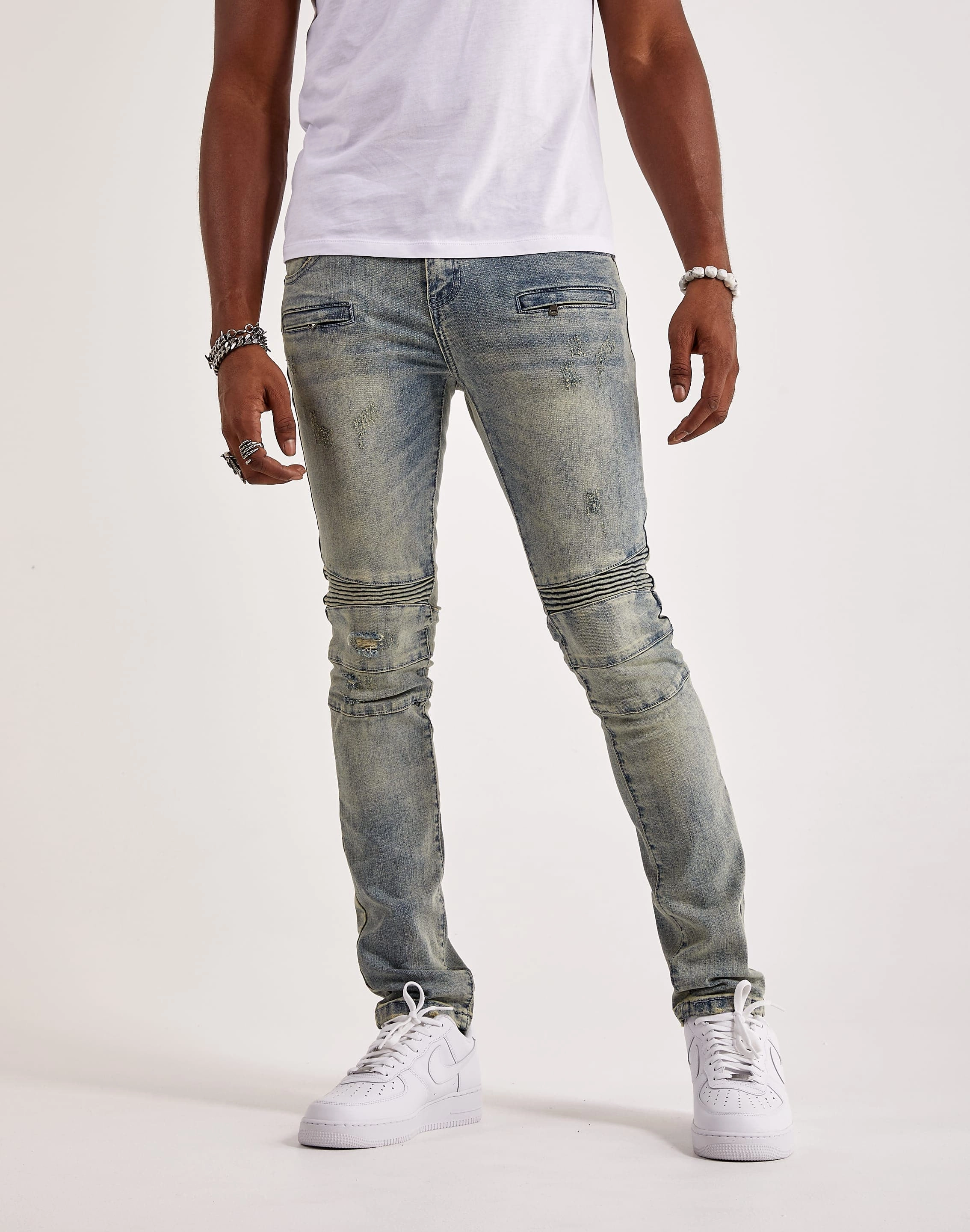 Kilogram Ripped Moto Jeans Linen - crafted fashion Suede - finished fashion
