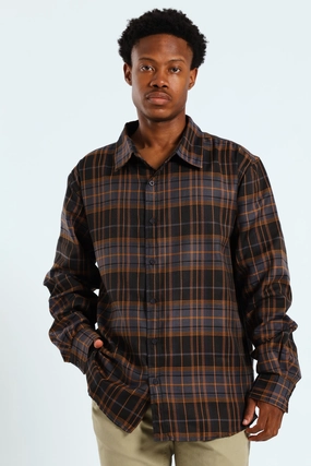 Luxury fashion items Long Sleeve Back Print Check Shirt - Black Fashion must - haves