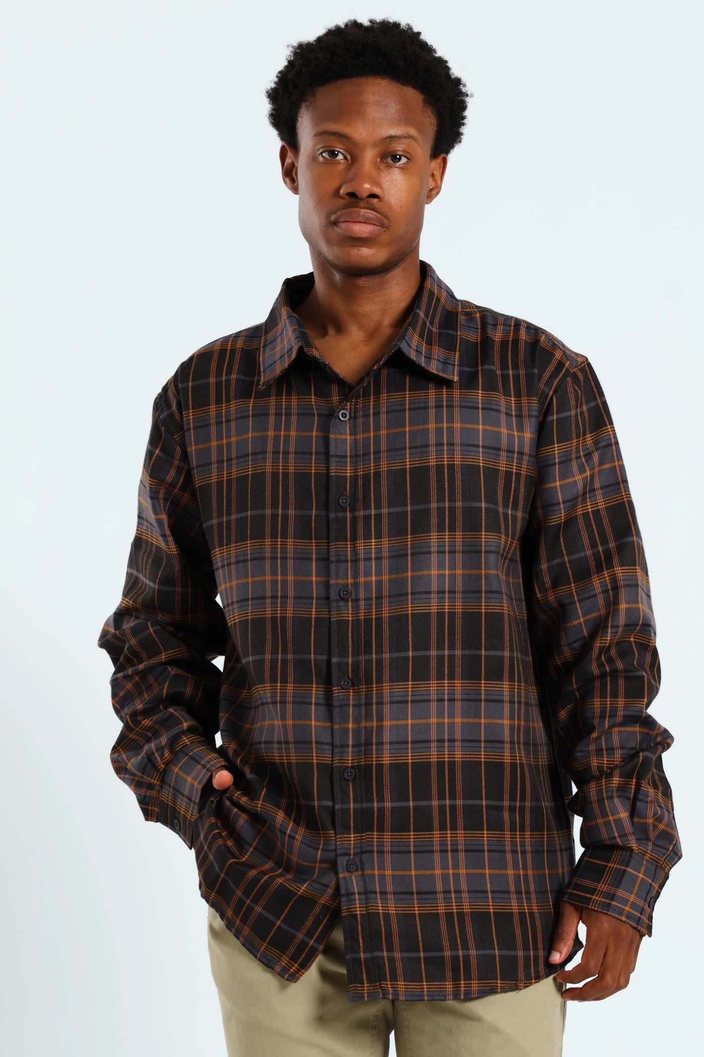 Luxury fashion items Long Sleeve Back Print Check Shirt - Black Fashion must - haves