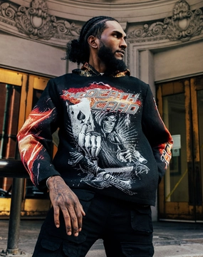 Majestik Death Card Rhinestone Tapestry Hoodie Fashion labels Street fashion