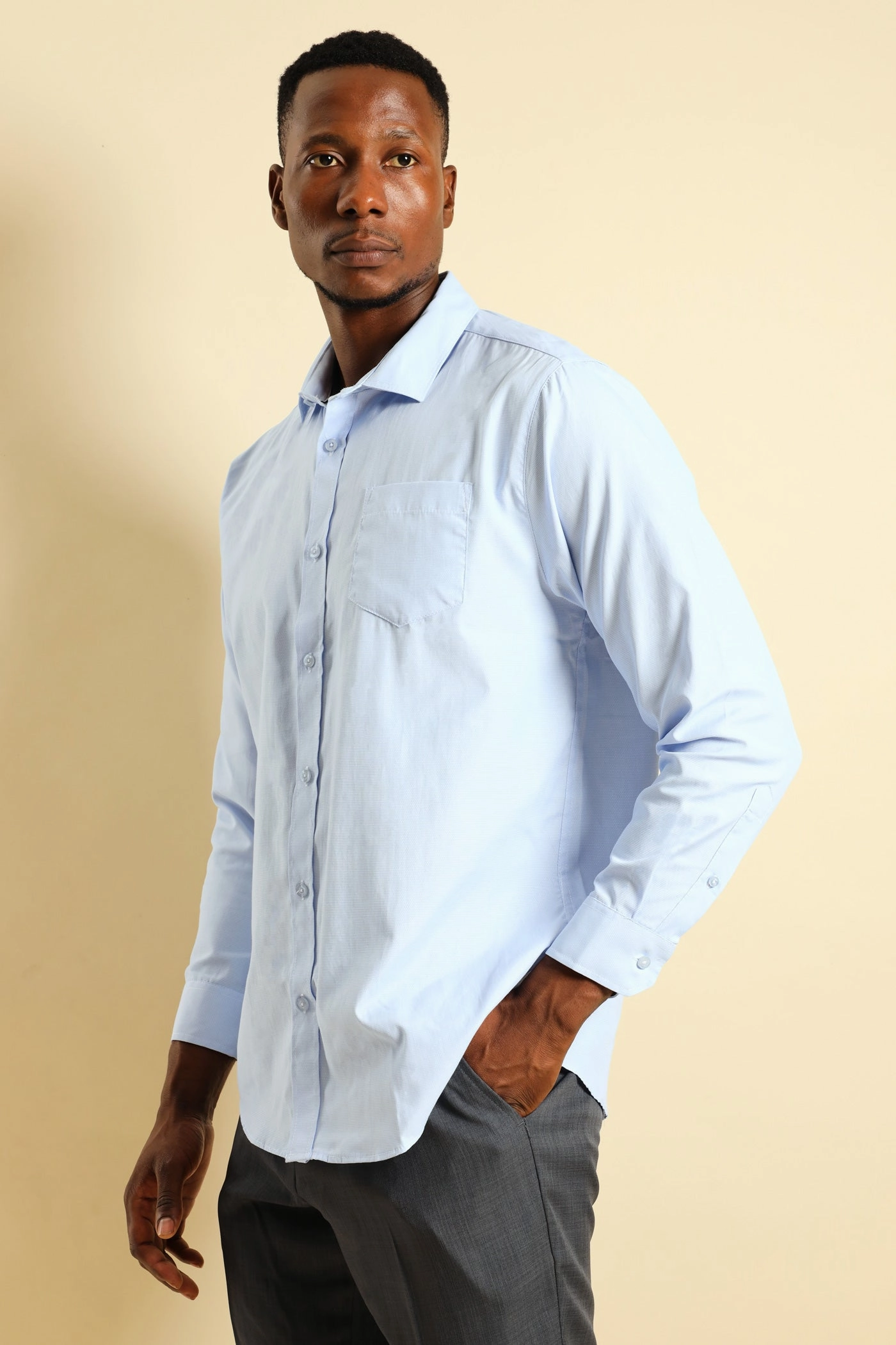 Workwear options Melange Effect Textured Shirt - Light Blue Fashion advice