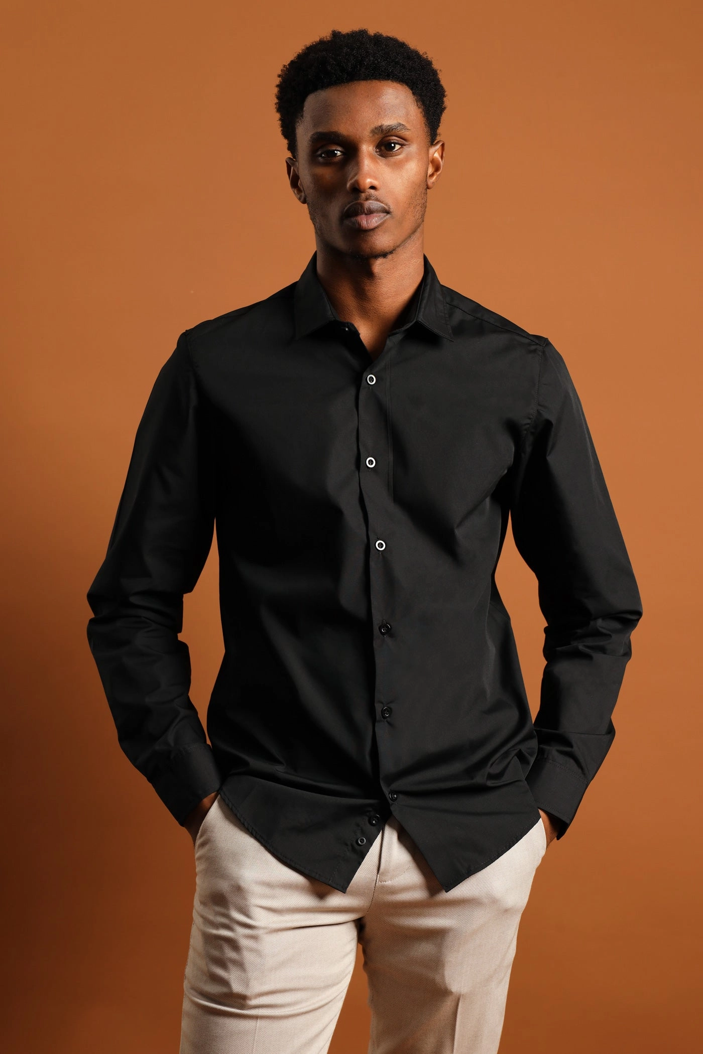 Men's Easy Care Shirt - Black Fashion history Fashion on sale