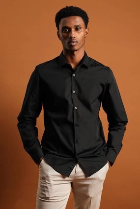 Men's Easy Care Shirt - Black Workwear options Polyester - used fashion