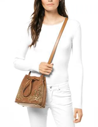 Michael Michael Kors Cary Embellished Bucket Crossbody Michael Kors Bags