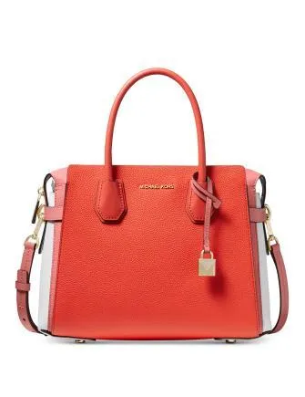 Michael Michael Kors Mercer Belted Tricolor Pebble Leather Satchel Michael Kors Bags