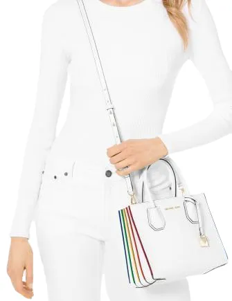 Michael Michael Kors Mercer Rainbow Trim Leather Crossbody Tote Michael Kors Bags