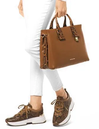 Michael Michael Kors Rollins Large Python Embossed Satchel Michael Kors Bags