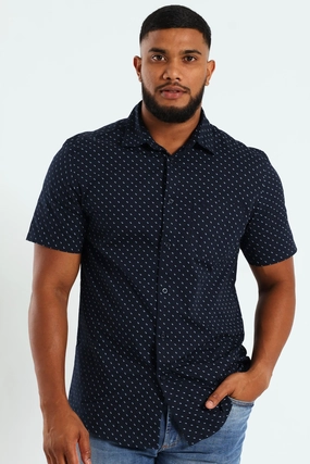 Minimal Geo Print Shirt - Navy Minimalist fashion Organic fashion products