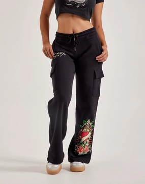 Minimalist fashion Ed Hardy Rose Skull Fleece Cargo Pants Workwear options