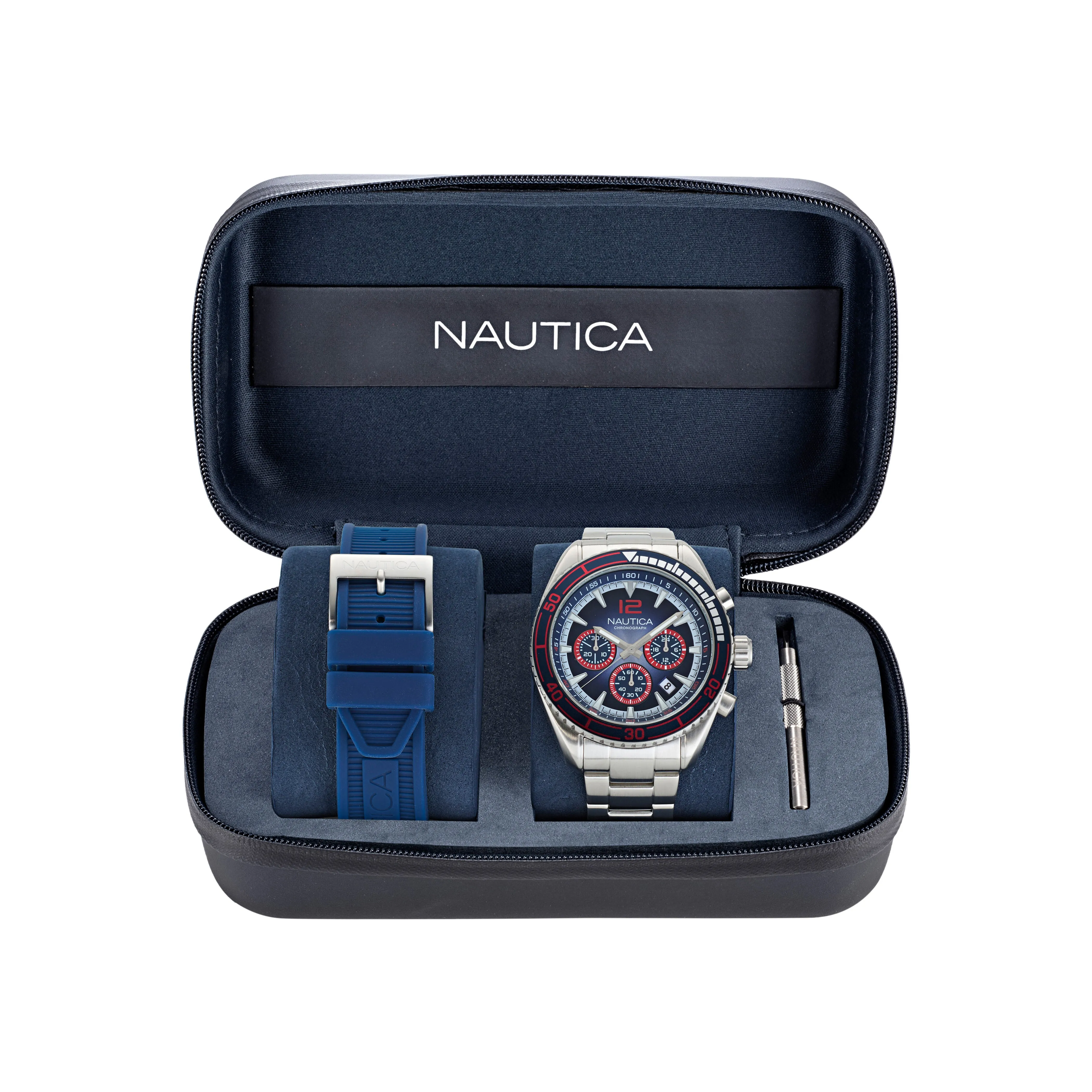 Nautica Key Biscane Stainless Steel And Silicone Watch Box Set Nautica Clothing