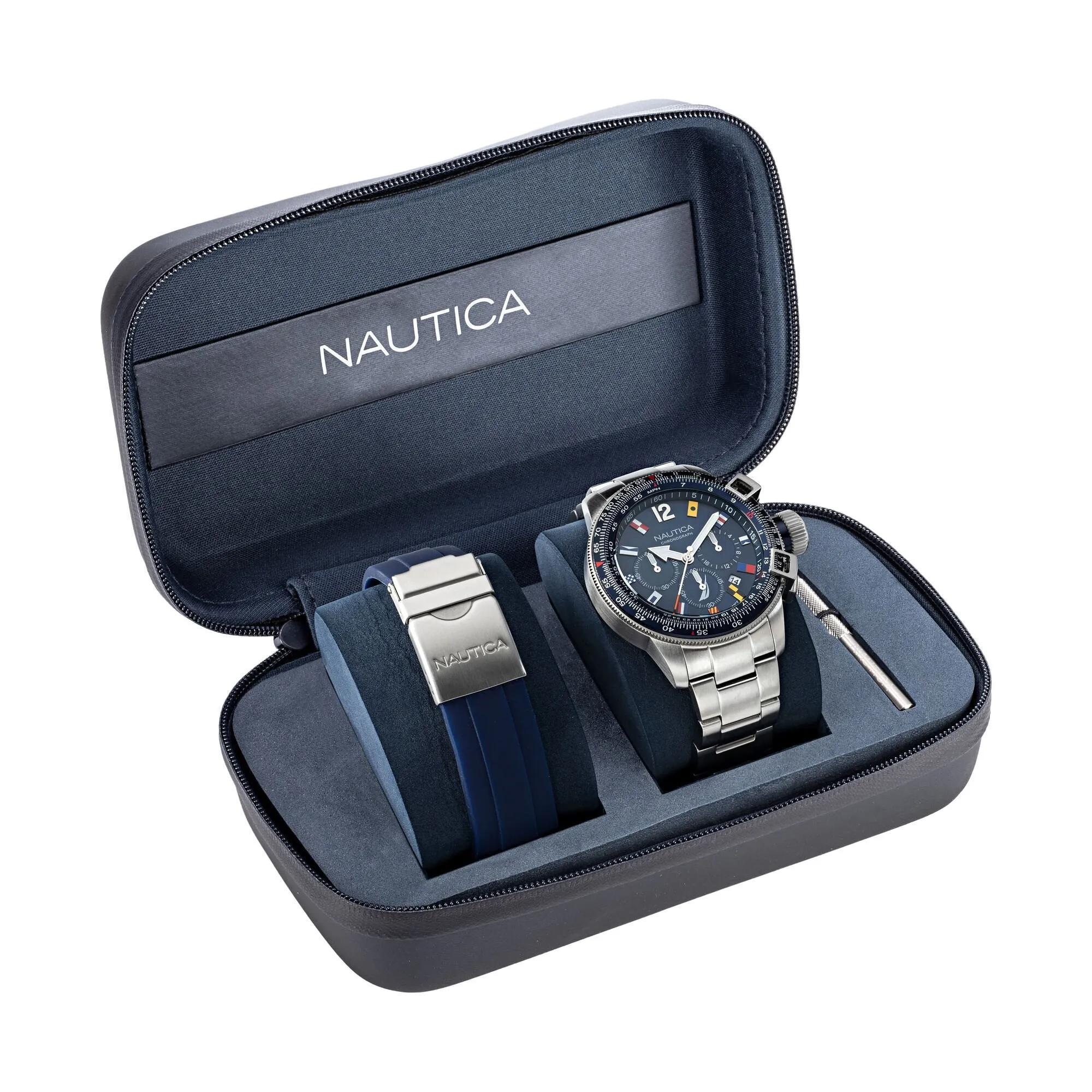 Nautica Men's Bfc Stainless Steel And Silicone Watch Box Set Multi Nautica