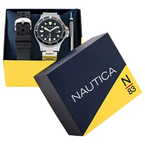Nautica Men's Cocoa Beach Solar-Powered Recycled Watch Box Set Multi Nautica