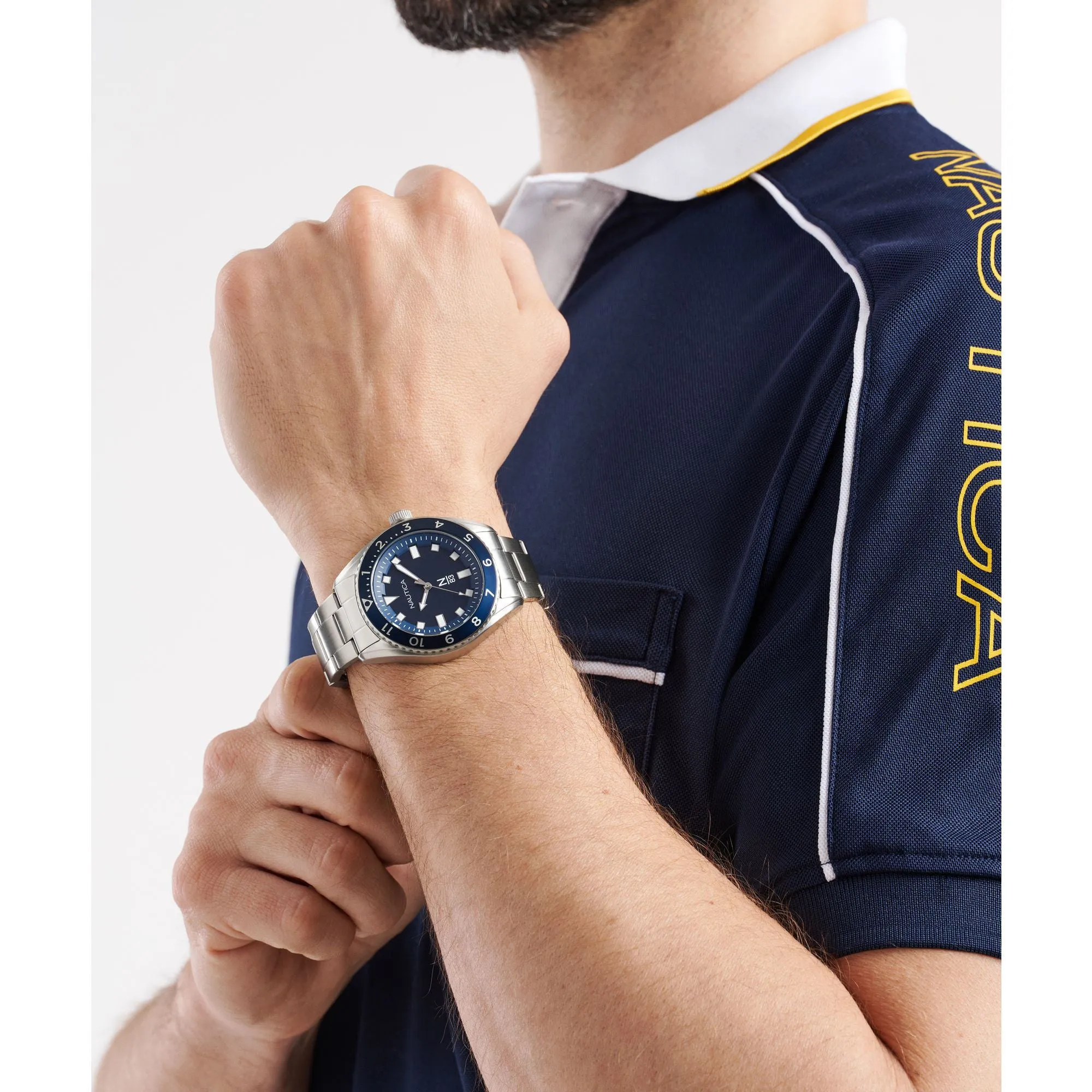 Nautica Mens Finn World 3-Hand Stainless Steel Watch Nautica Clothing