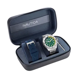 Nautica Men's Koh May Bay Recycled Stainless Steel And Silicone Watch Box Set Multi Nautica