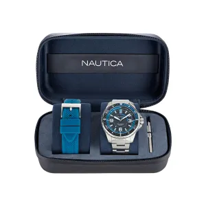 Nautica Mens Koh May Bay Stainless Steel And Silicone Watch Box Set Nautica Clothing
