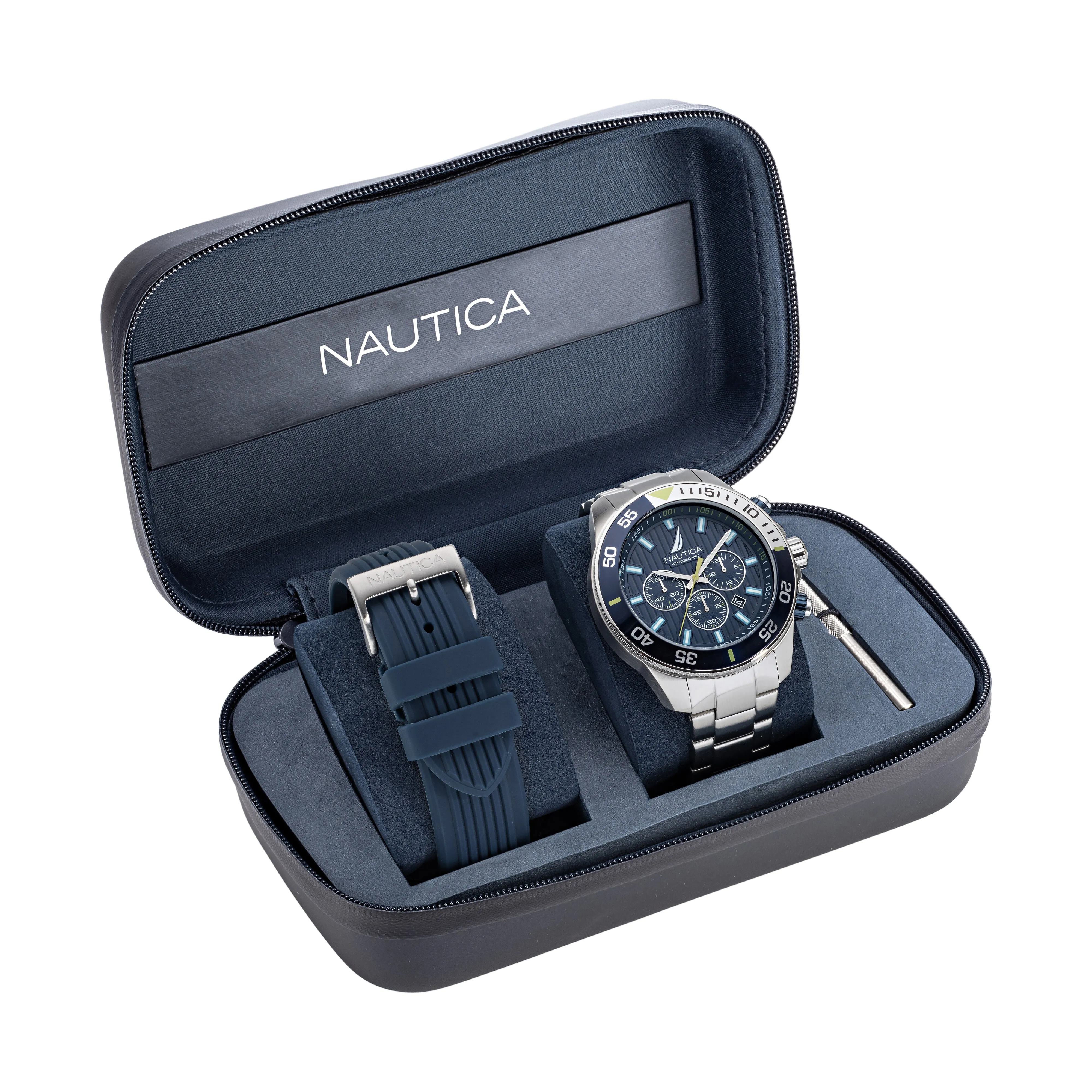 Nautica Mens Nautica One Recycled Stainless Steel And Silicone Watch Box Set Nautica Clothing