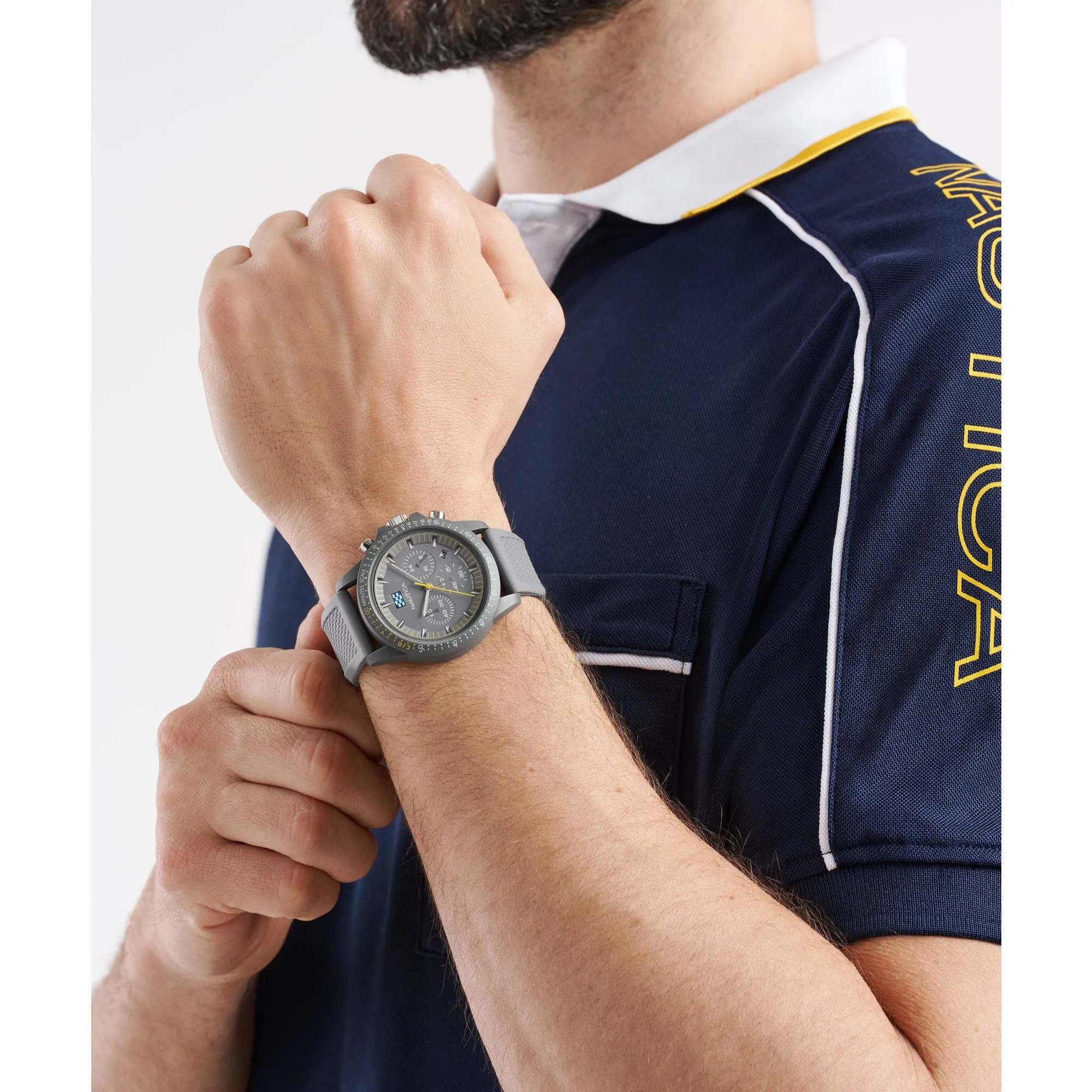 Nautica Mens Nautica One Wheat Fiber Strap 3-Hand Watch Nautica Clothing