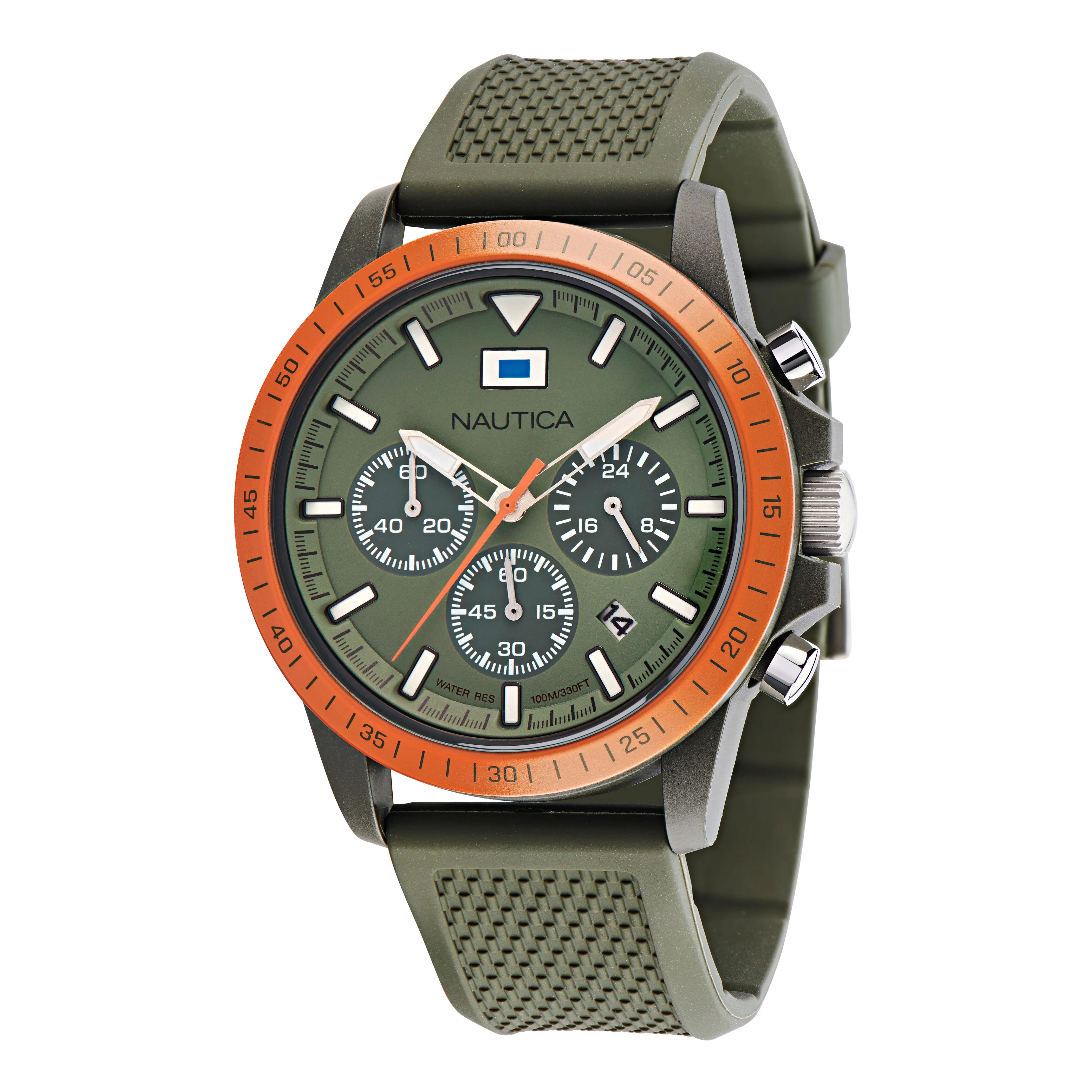 Nautica Mens Nautica One Wheat Fiber Strap Chronograph Watch Nautica Clothing