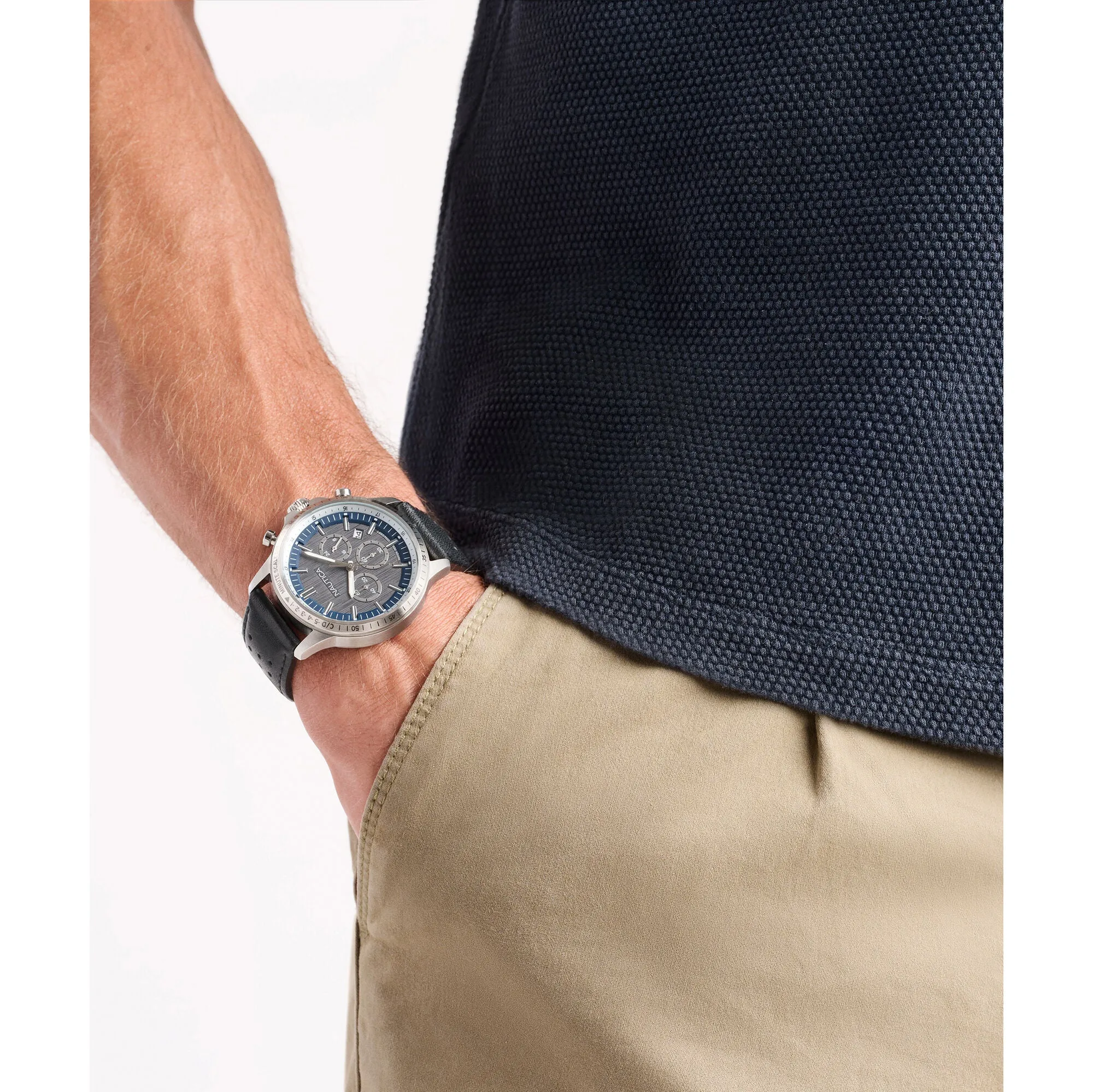 Nautica Mens Nct Blue Ocean Leather And Silicone Watch Box Set Nautica Clothing