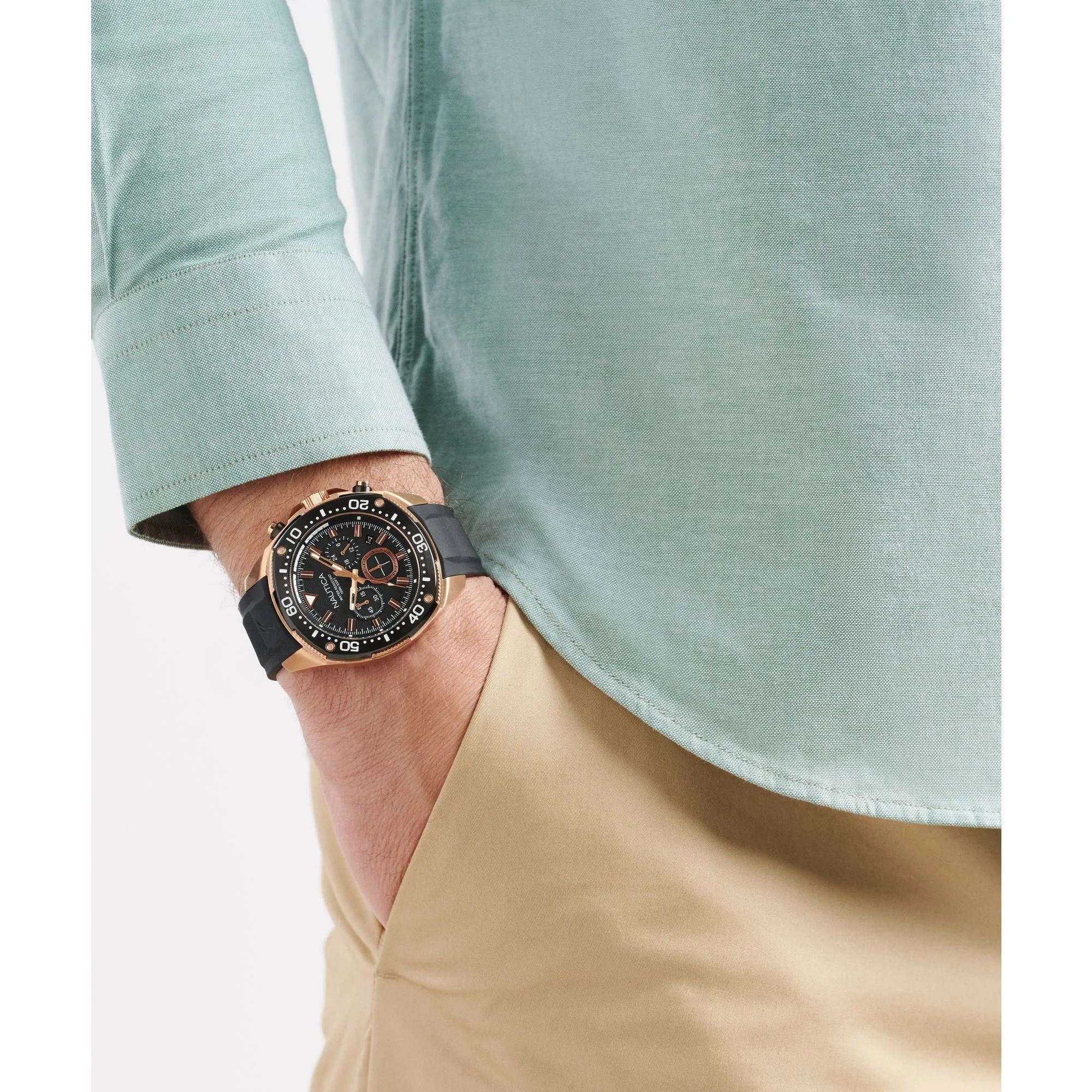 Nautica Mens Nct Blue Sail Chronograph Silicone Watch Nautica Clothing