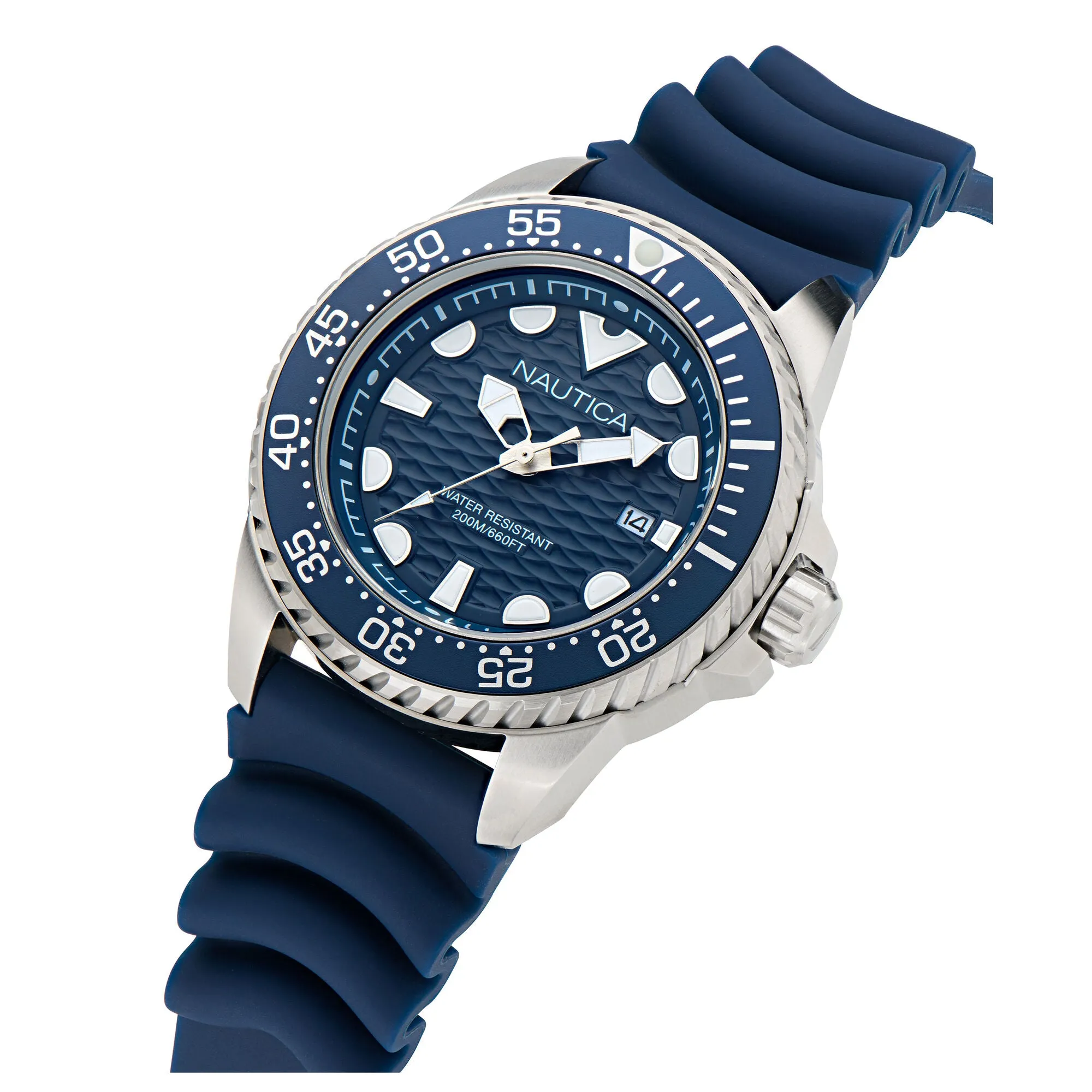 Nautica Mens Nct Sea Dive Silicone Strap 3-Hand Watch Nautica Clothing