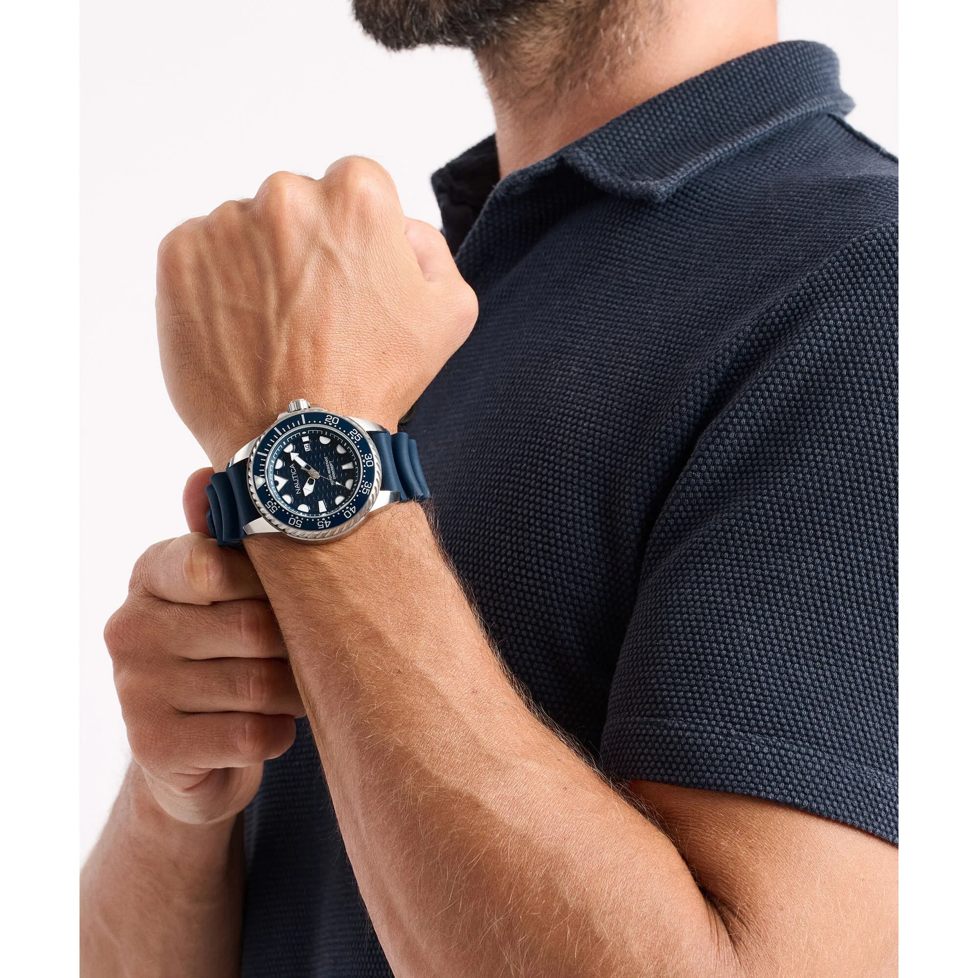 Nautica Mens Nct Sea Dive Silicone Strap 3-Hand Watch Nautica Clothing