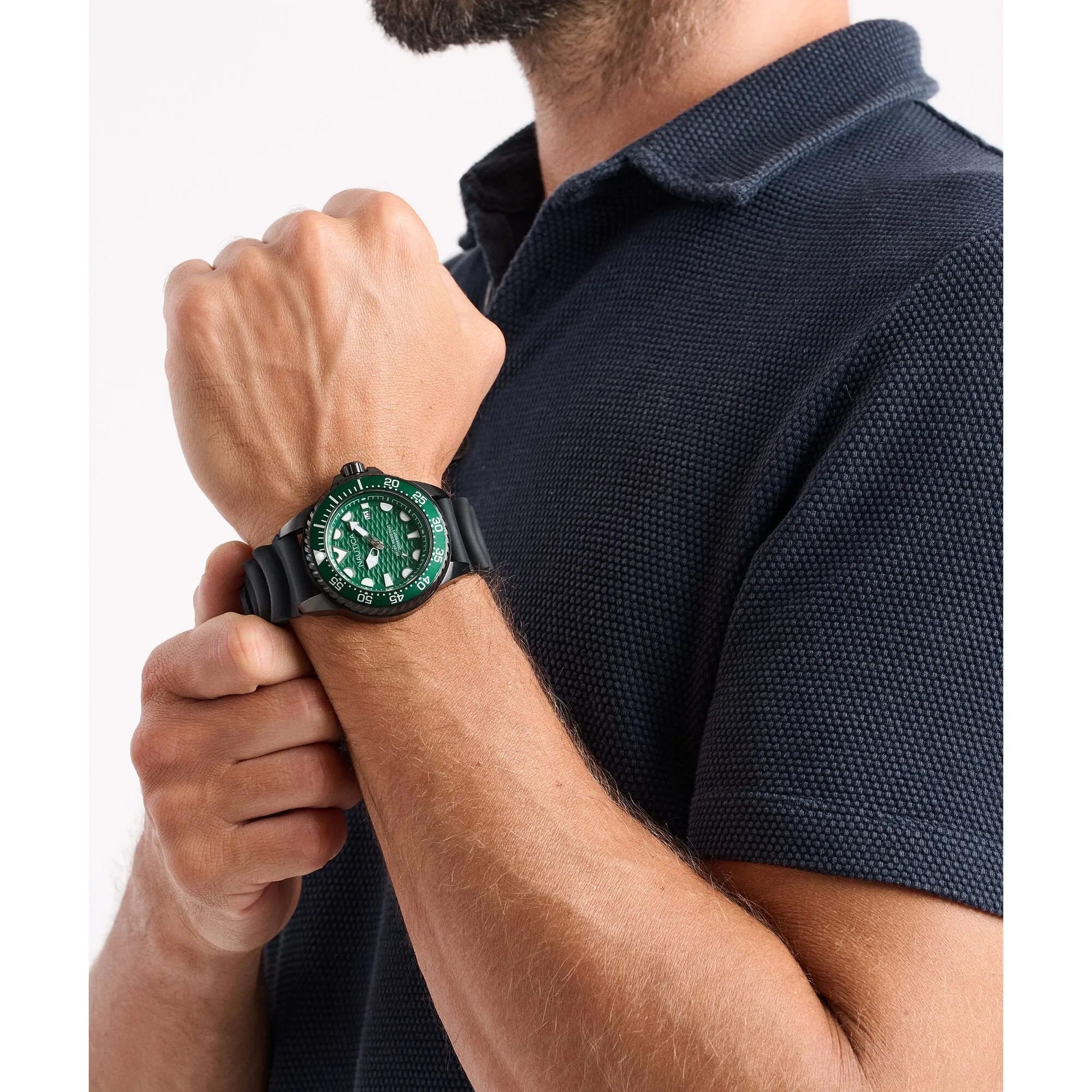 Nautica Mens Nct Sea Dive Silicone Strap 3-Hand Watch Nautica Clothing
